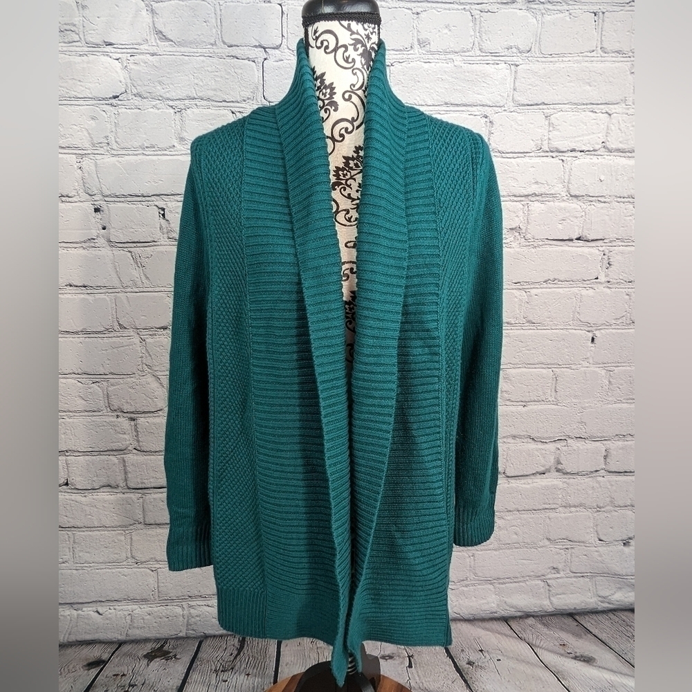 Charter Club womens long sleeve stretch knit open front cardigan sz medium bb19